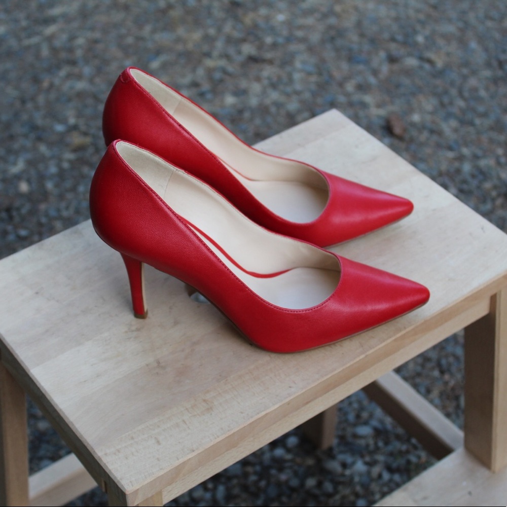 Nine West Red Leather Pumps/ High Heels